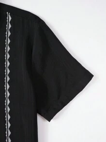 Manfinity RSRT 男士幾何印花襯衫不帶T恤 - 黑色 - 查看 6