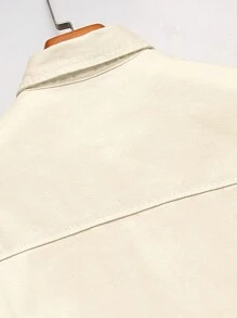 Manfinity Men Flap Pocket Denim Shirt Without Tee - Apricot - View 4