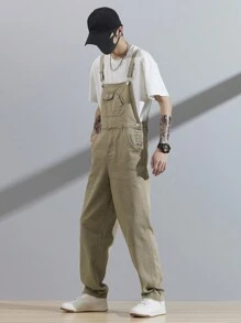 Manfinity Hypemode 男士棉斜口袋牛仔背帶褲不帶T恤