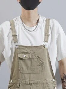 Manfinity Hypemode 男士棉斜口袋牛仔背帶褲不帶T恤