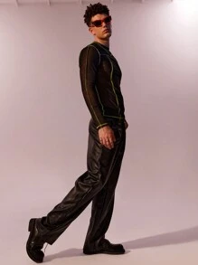 Manfinity Men Top-stitching Mesh Top - Black - View 5