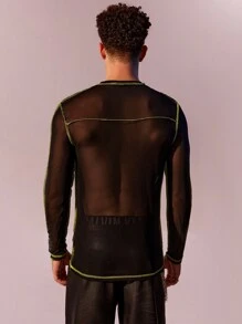 Manfinity Men Top-stitching Mesh Top - Black - View 6