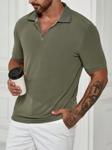 Manfinity Homme Áo thun có cổ Nam - màu xanh lá - Xem 6