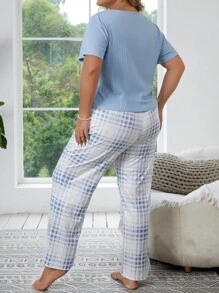 Bộ Giản Dị Kích Thước Lớn Tương phản ren Sọc ca rô - Nhiều màu - Xem 2