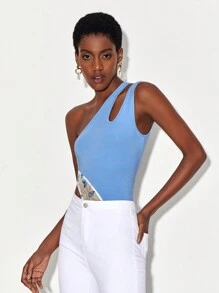 CarlaGiantsidis 蝴蝶和錬條圖案鏤空單肩連身背心 - 彩色 - 查看 5