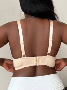 Plus Lace Overlay Bow Front Underwire Bra - Multicolor - View 2