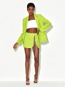 WENDY Falda neón con cordón delantero - Verde Lima - Ver 6