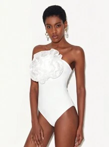 Maria Molina Exaggerated Ruffle Trim Tube Bodysuit