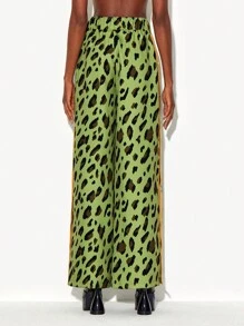 TF TRAN 豹紋印花側邊紐扣闊腿褲 - 彩色 - 查看 2