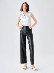 SheIn BIZ Xăng đan có dây đeo đến mắt cá chân tối giản dành cho nữ, Xăng đan đế bằng mùa hè thanh lịch - trắng - Xem 2