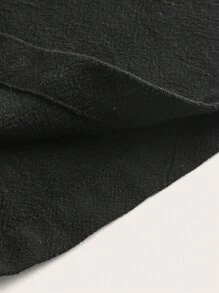SHEIN EZwear 腰部抽繩闊腿褲 - 黑色 - 查看 5