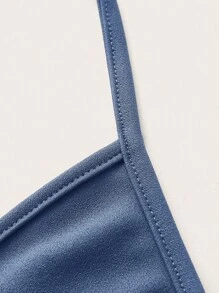 SHEIN ICON 素色交叉後背繫帶掛脖上衣 - 霧霾藍 - 查看 4