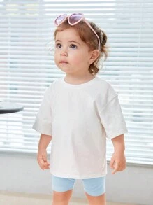 SHEIN Bộ đồ Em bé Hoa Slogan - Xanh và trắng - Xem 2