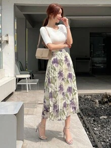 DAZY 印花百褶裙度假装扮女装 - 彩色 - 查看 7