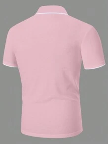 Manfinity Homme Men Horse Print Contrast Trim Polo Shirt - Pink - View 2