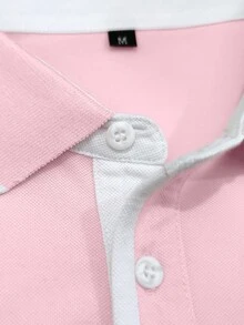 Manfinity Homme Men Horse Print Contrast Trim Polo Shirt - Pink - View 3