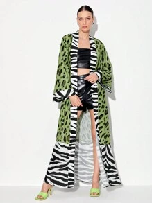 TF TRAN Kimono a righe zebra & con stampa leopardo - Multicolore - Visualizzare 1