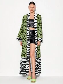 TF TRAN Kimono a righe zebra & con stampa leopardo - Multicolore - Visualizzare 3