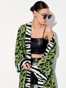 TF TRAN Kimono a righe zebra & con stampa leopardo - Multicolore - Visualizzare 6