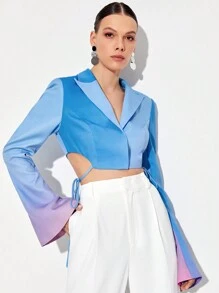 MOYO 漸變圖案後綁帶短版西裝 - 彩色 - 查看 4