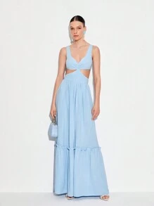 CarlaGiantsidis Cut Out Ruffle Hem Dress - Baby Blue - View 1