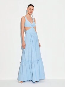 CarlaGiantsidis Cut Out Ruffle Hem Dress - Baby Blue - View 5