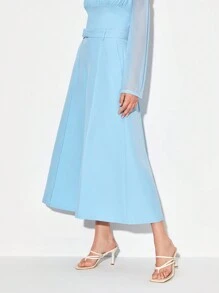 LI CHUN YUAN Dây kéo bay Mặt trước đường may quần ống rộng Quần tây - Màu xanh nhạt - Xem 3