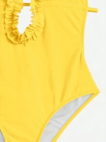 Swim Vcay 褶邊深V領露背連體泳衣