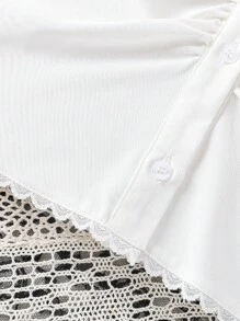 Girls Ruched Front Puff Sleeve Ruched Front Shirt - White - View 5