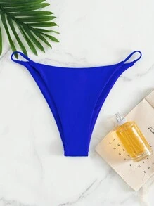 SHEIN Swim Chất rắn Quần lót Thong Đáy bikini - Xanh đậm - Xem 3
