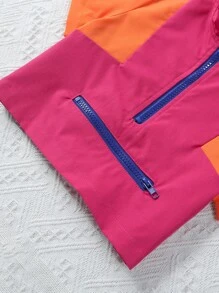 SHEIN Kleinkind Mädchen Farbblock, halbem Reißverschluss, Top mit & Knoten vorn, Shorts mit