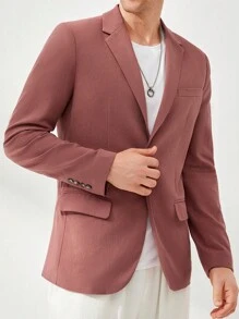 Manfinity NiteLyfe Nam 1 Miếng Áo vest Bông Chi tiết về Flap Nút đơn - Bụi hồng - Xem 1