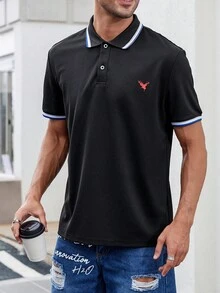 Manfinity Homme Men Animal Print Contrast Trim Polo Shirt - Black - View 6
