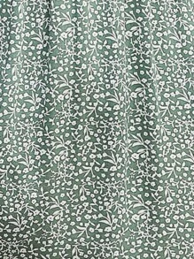 SHEIN Clasi Plus Ditsy Floral Print Off Shoulder Split Thigh Dress Women Outfit - Green - View 3