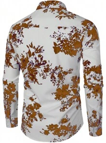 Áo sơ mi Nam Nút phía trước Hoa Giải trí - màu nâu - Xem 2