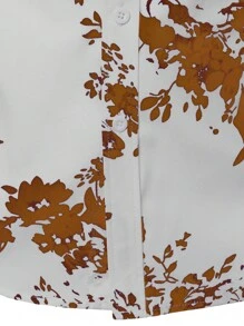 Áo sơ mi Nam Nút phía trước Hoa Giải trí - màu nâu - Xem 4