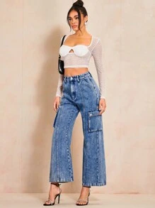 SHEIN BAE 前鏤空短款上衣 - 白色 - 查看 4