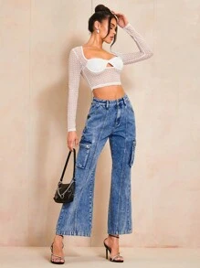 SHEIN BAE 前鏤空短款上衣 - 白色 - 查看 5
