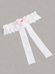 ROMWE Kawaii 蕾絲拼接荷葉邊性感睡裙&領圓環 - 白色 - 查看 3