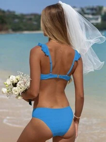 Swim Vcay 荷葉邊帶鋼圈比基尼泳裝 - 藍色 - 查看 2