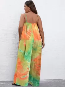 SHEIN Holidaya Jumpsuits Plus Size Túi Cà vạt nhuộm Giải trí - Nhiều màu - Xem 2
