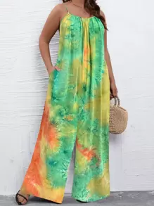 SHEIN Holidaya Jumpsuits Plus Size Túi Cà vạt nhuộm Giải trí - Nhiều màu - Xem 3