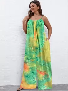 SHEIN Holidaya Jumpsuits Plus Size Túi Cà vạt nhuộm Giải trí - Nhiều màu - Xem 4