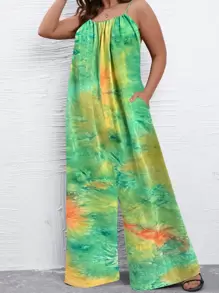 SHEIN Holidaya Jumpsuits Plus Size Túi Cà vạt nhuộm Giải trí - Nhiều màu - Xem 5