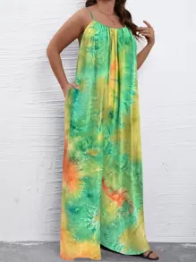 SHEIN Holidaya Jumpsuits Plus Size Túi Cà vạt nhuộm Giải trí - Nhiều màu - Xem 6