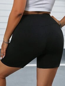 SHEIN Coolane Quần lót kích thước lớn Ren lên Thùa khuyết màu trơn Giải trí - màu đen - Xem 2