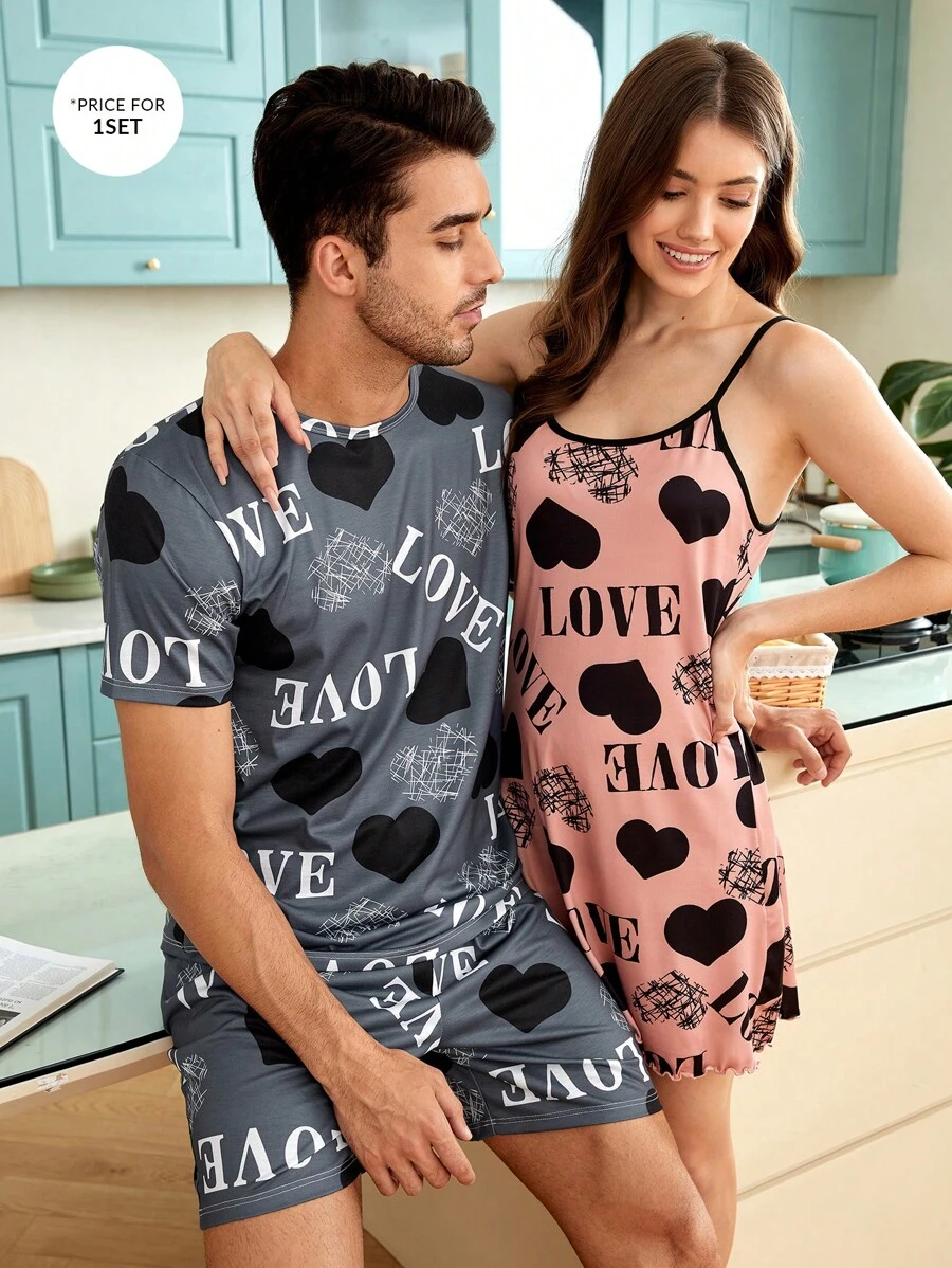 Bộ đồ giản dị  Nam Tim Lá thư - Xám - Xem 1