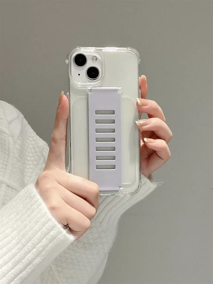 Clear Phone Case With Wristband - Grey - View 1