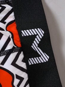 男士鋸齒紋&嘴唇印花男式泳褲 - 彩色 - 查看 3