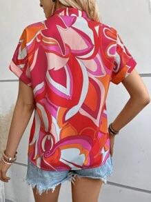 SHEIN VCAY 滿版印花蝙蝠袖襯衫 - 彩色 - 查看 2